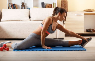 girl doing exercises at home